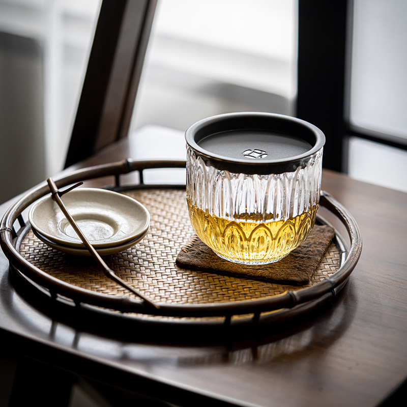 Đồng tiền thủy tinh kiểu Nhật, nước xây dựng có nắp, Cốc rửa trà cỡ nhỏ, chậu rửa nước, thùng đựng trà nước thải, Thùng bã trà, phụ kiện Bộ trà