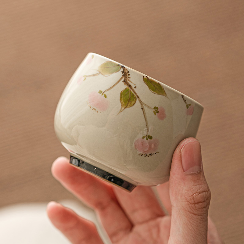 Cốc Trà Lựu vẽ tay màu xám thực vật cốc trà gốm sứ cốc chủ nhân tách trà đơn bộ trà Kung Fu Trung Quốc Cốc thơm