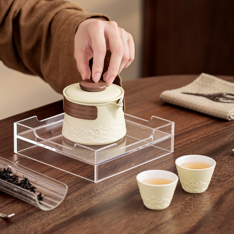 Bộ trà du lịch phong cách Nhật Bản một ấm hai cốc cốc nhanh di động bộ túi xách tay cốc trà Kung Fu ngoài trời ấm pha trà