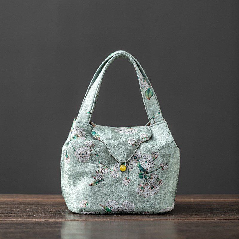 Túi đựng trà lụa đan xen kiểu Trung Quốc Túi đựng đồ Bộ trà du lịch ngoài trời xách tay Túi đựng cốc trà gấm Túi vải ấm trà