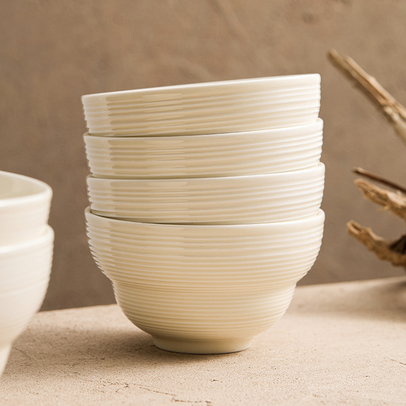 Bát cơm kiểu kem dùng trong gia đình, 6inch bát, bát súp gốm sứ cao cấp đơn, bát mì, bộ đồ ăn mới 2025.