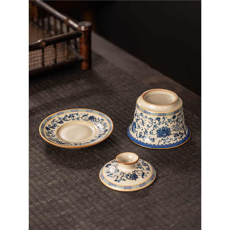 Cốc trà cốc trà cốc trà bộ trà Kung Fu cao cấp đơn có nắp không nóng máy pha trà gốm sứ