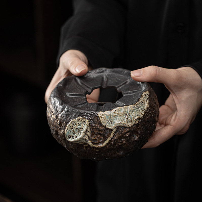 Bếp trà ấm hoa sen tráng men sắt mạ vàng kiểu Nhật bàn trà nóng đế giữ nhiệt đế giữ nhiệt bàn trà Kung Fu