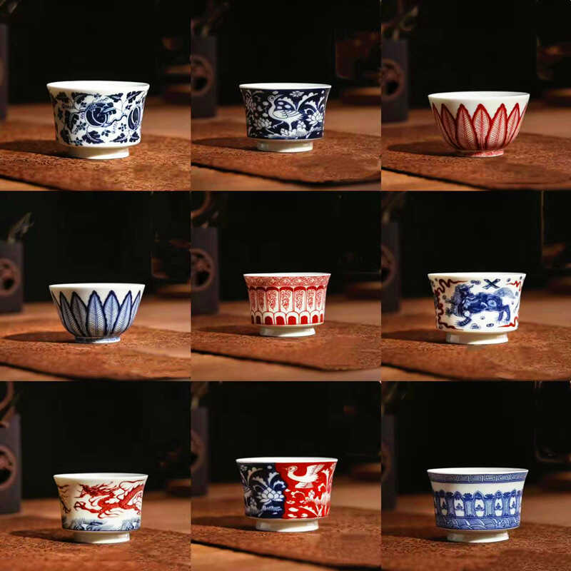 Cốc trà màu xanh và trắng cốc chủ nhân gốm sứ cốc cá nhân đơn men ngọc sáng tạo retro cốc trà trà uống trà bán buôn