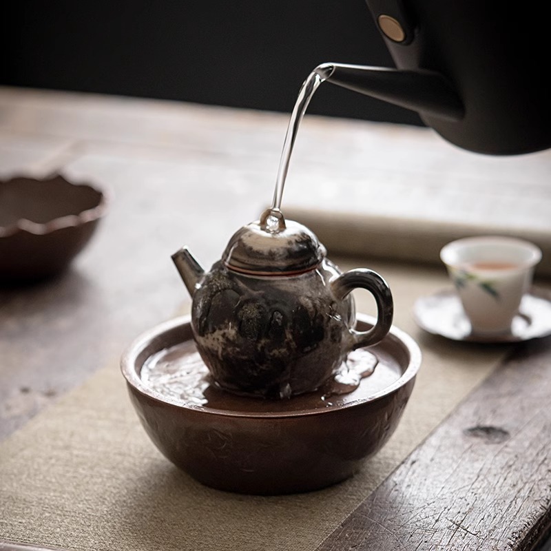 Khay tạo bọt khô đồng Kiến Thủy thủ công kiểu Nhật Bản lót chậu đựng nước rửa chén đựng nước Phụ Kiện Bộ trà Kung Fu gia dụng