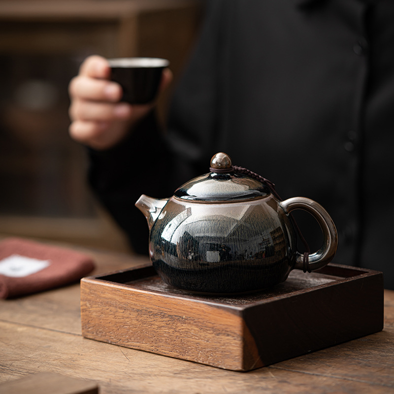 Ấm trà Jianzhan mỏ nguyên bản Da'antang Jianyang ấm đun nước bị hỏng lốp sắt thủ công Xishi ấm trà dung tích lớn ấm nhỏ bán buôn