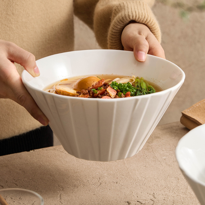 Bát gốm họa tiết Origami Bát mì gia dụng Bát súp Cảm giác cao cấp Bộ đồ ăn khách sạn Bát cỡ lớn Bát doga Bát sâu Bát mì ramen
