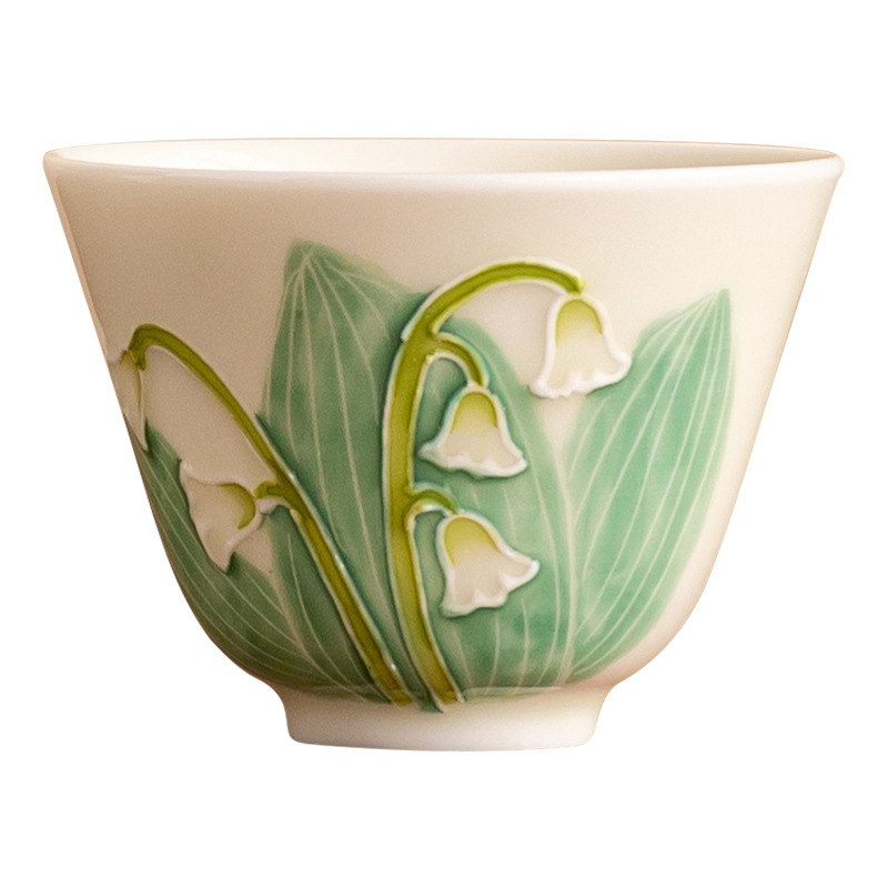 Vẽ tay ngọc lan cốc Ruyi gốm sứ tách trà Kung Fu cốc chủ sở hữu bộ trà gia dụng tách trà nhỏ cốc đơn