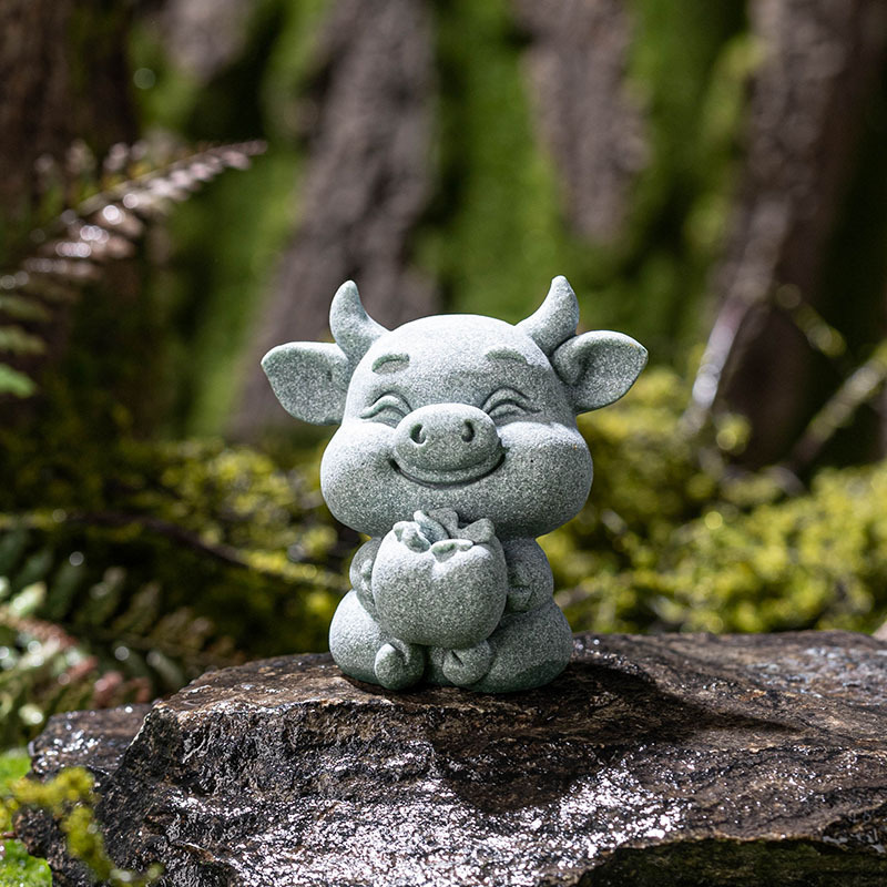 Đá sa thạch xanh lợn hồng may mắn Trung Quốc sáng tạo đồ trang trí nhỏ non bộ cây cảnh trang trí phòng khách trà bàn trang trí đá