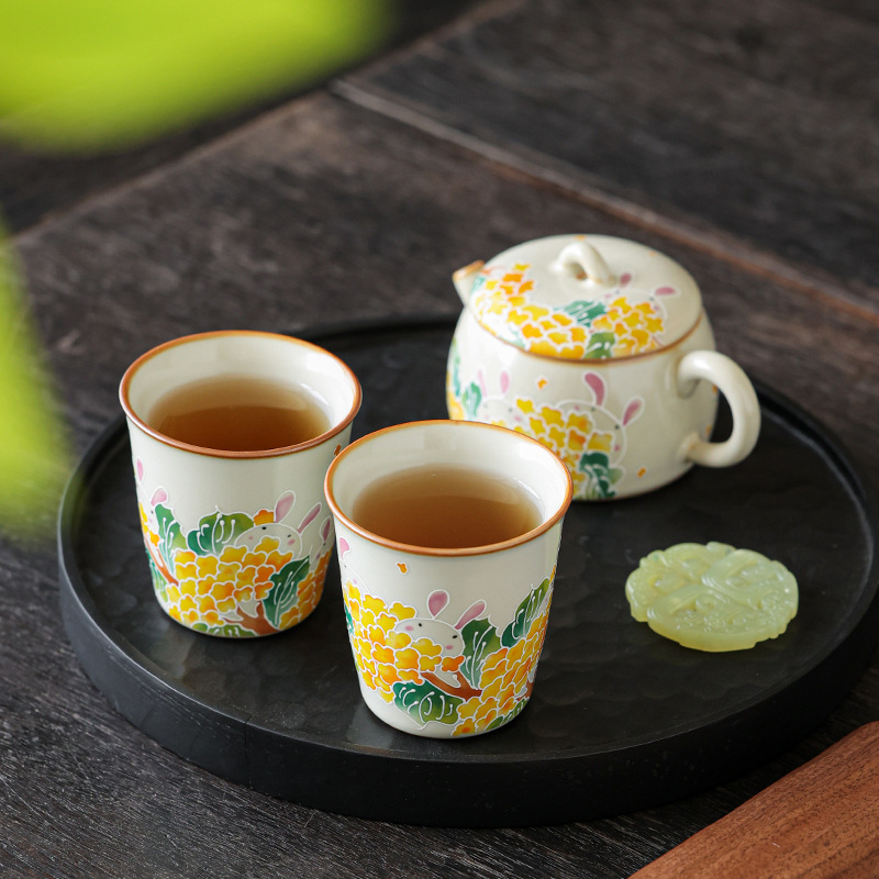 Cốc uống trà gốm sứ cốc uống trà văn phòng gia dụng cốc trà Kung Fu bộ trà kèm hộp quà