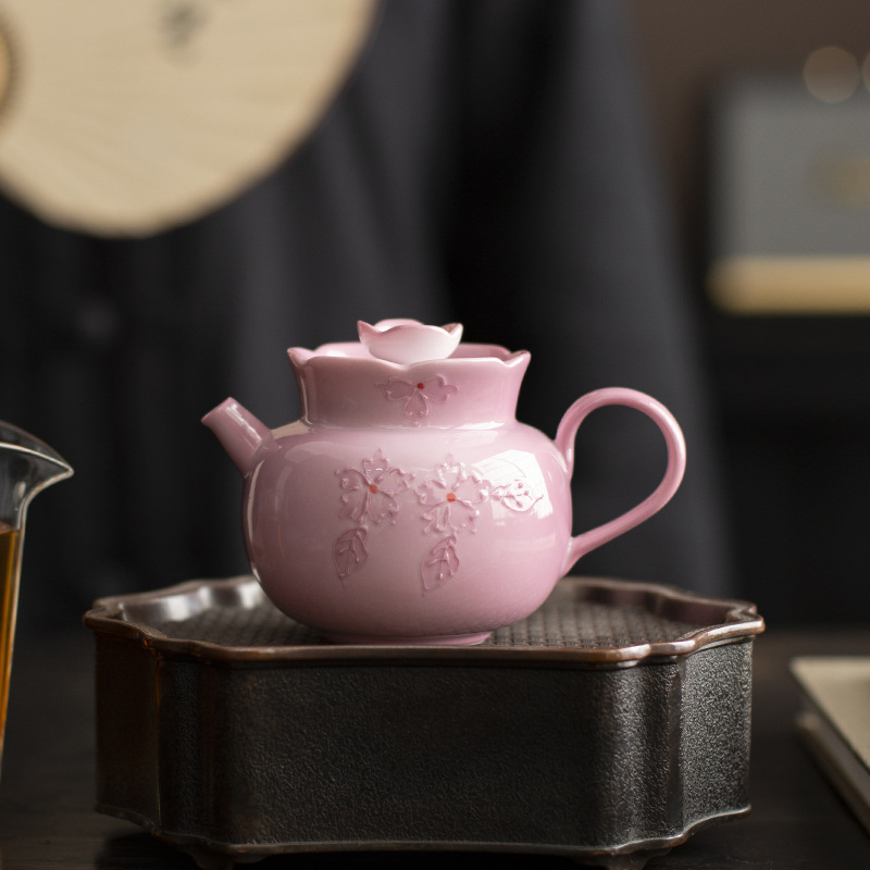 | Don't Nian | Ấm trà Arita vẽ tay "Yunxia Purple" Ấm pha trà hoa màu tím tráng men ấm pha trà bộ trà Kung Fu gốm