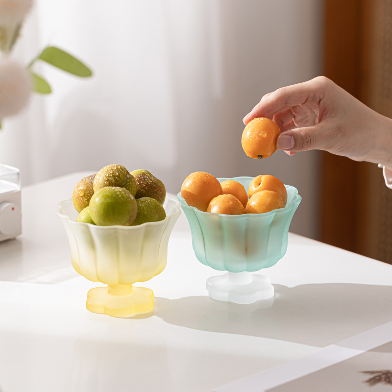 Cốc tráng miệng hoa thủy tinh cốc giải khát cốc nước trong suốt gia dụng sáng tạo cốc trà hoa quả cốc uống nước phụ kiện bộ trà
