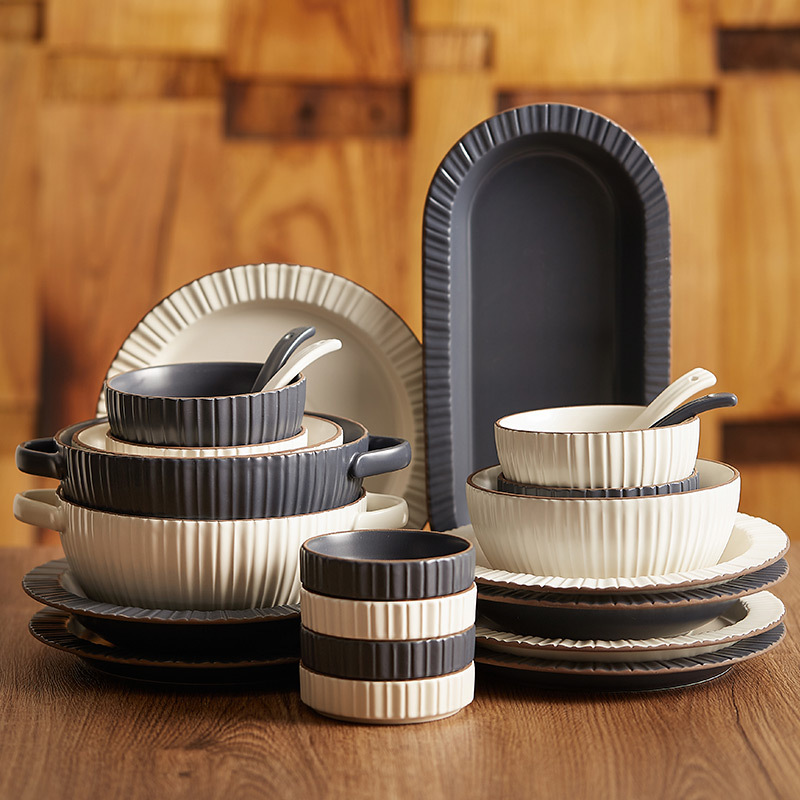 Bộ đồ ăn gốm sứ Bắc Âu, bát đĩa cao cấp, phong cách tối giản hiện đại, đẹp mắt trên Instagram, giá trị thẩm mỹ cao.