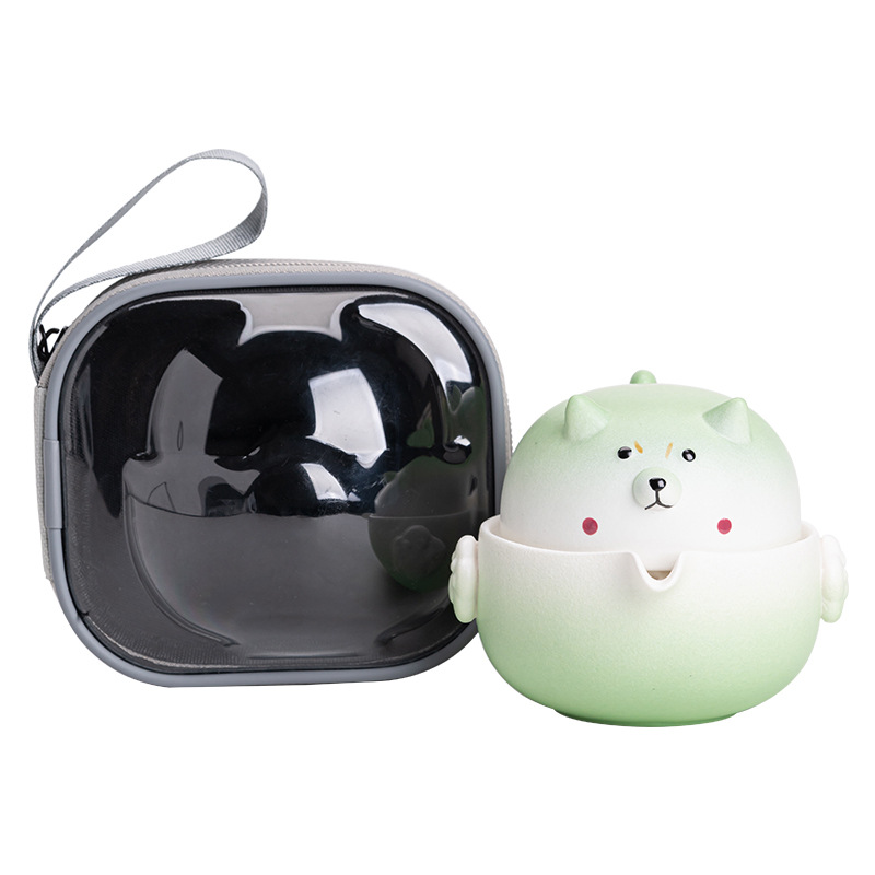 Bộ ấm trà du lịch Shiba Inu, cốc khách nhanh, túi đựng đồ cầm tay ngoài trời cắm trại, ấm trà nữ, tách trà