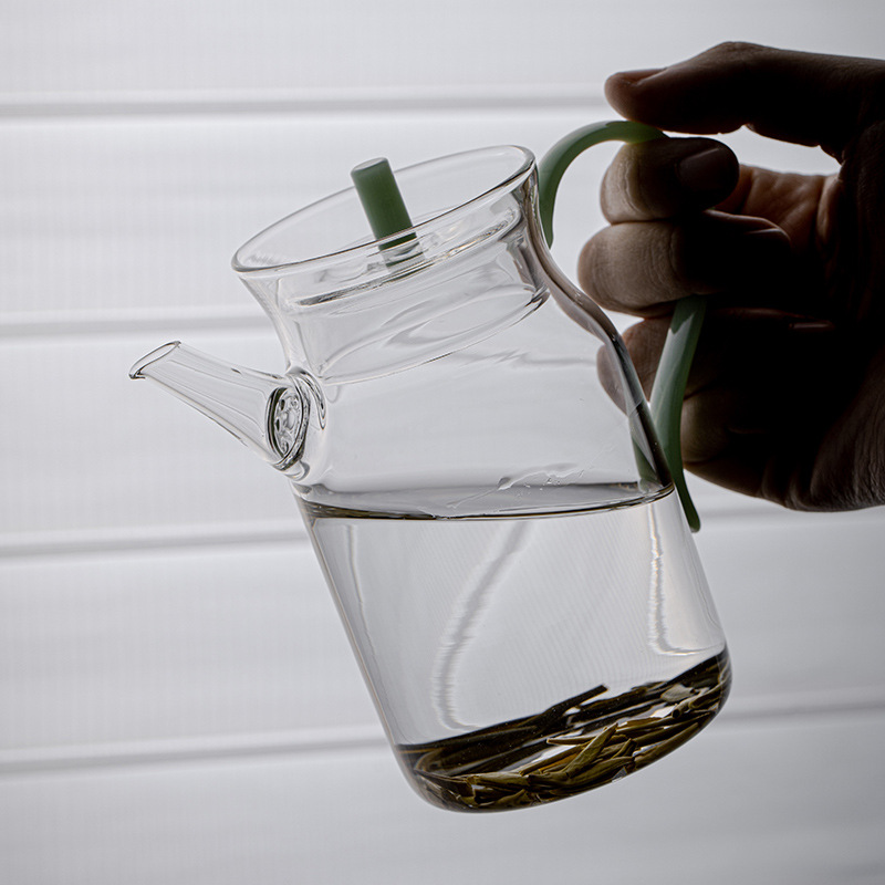 Ấm trà thủy tinh chịu nhiệt Borosilicate phong cách Nhật Bản ấm trà hoa trà xanh nhỏ ấm giả Song cầm ấm chén công bằng pha trà có lưới lọc