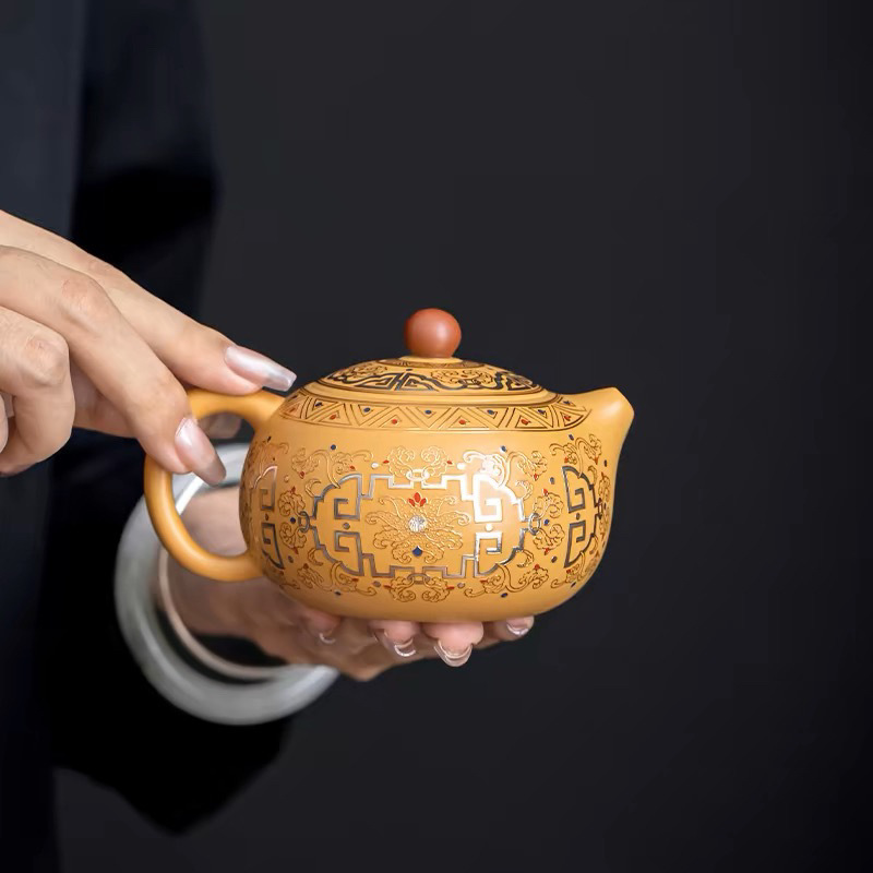 Ấm phong tử sa, ấm trà bằng gốm sứ tráng men nổi tiếng Đôn Hoàng, hai cốc