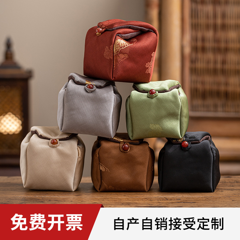 Túi lưu trữ tách trà gấm sợi Xiangyun túi lưu trữ tách trà mang theo túi đựng trà túi đựng trà du lịch ngoài trời phụ kiện trà đạo