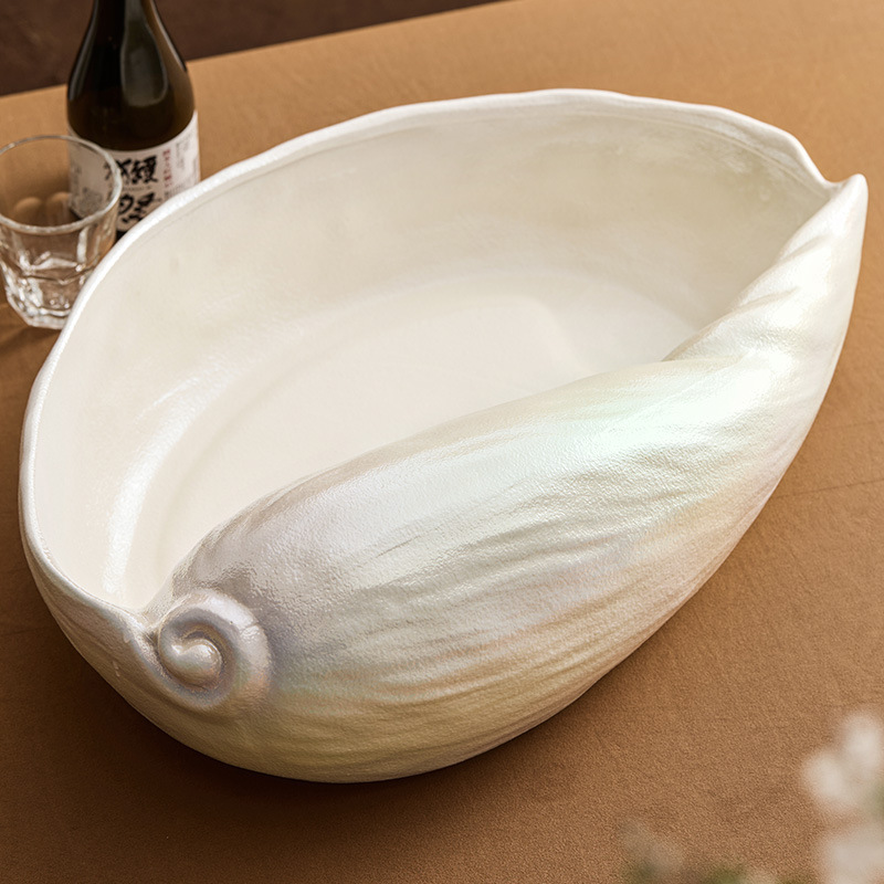 Đĩa đá gốm, đĩa cá hồi, đĩa sashimi, bộ đồ ăn nhà hàng khách sạn cao cấp, đĩa tự chọn hải sản
