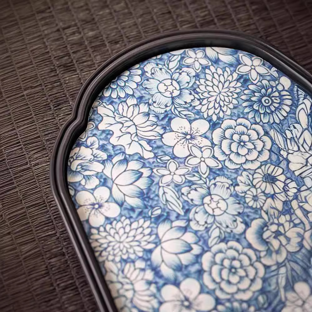 Khay trà kiểu Trung Quốc cổ điển Bộ trà Kungfu phòng khách khay trà gốm sứ xanh trắng lót ấm trà Thiền bàn pha trà khô Cỡ Nhỏ