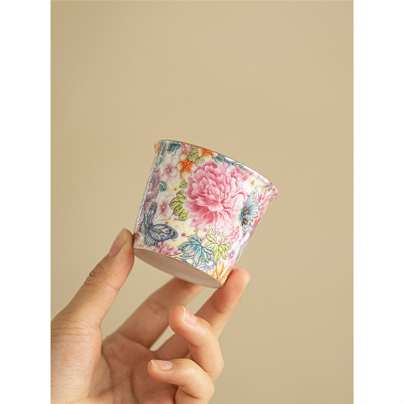 Cốc chủ nhân gốm sứ tráng men phong cách Trung Quốc cốc đơn bộ trà cao cấp nữ cốc pha trà cốc ống thẳng chuyên dụng cá nhân