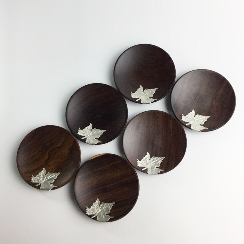 Đế cốc thiếc nguyên chất bằng gỗ đàn hương, đế cốc bằng gỗ đàn hương, đế đựng trà Kung Fu, đế đựng trà chống trượt cách nhiệt, đế thiếc đựng trà bằng thiếc