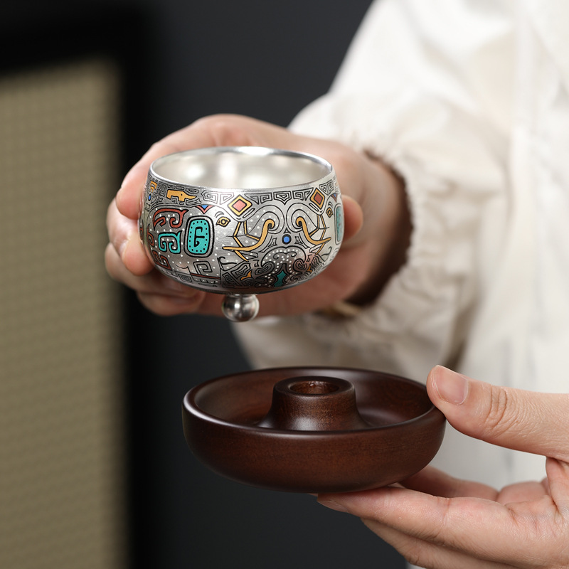 Bộ dụng cụ pha trà Kung Fu mạ bạc cao cấp, ấm bạc, cốc chủ nhân Trung Quốc, cốc trà, người lớn tuổi, bạn bè