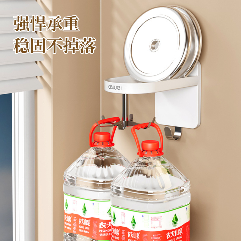 Móc sáu móng xoay nhà bếp, dụng cụ lưu trữ nồi, xẻng, thìa, phòng tắm không đục lỗ, giá treo tường đa năng