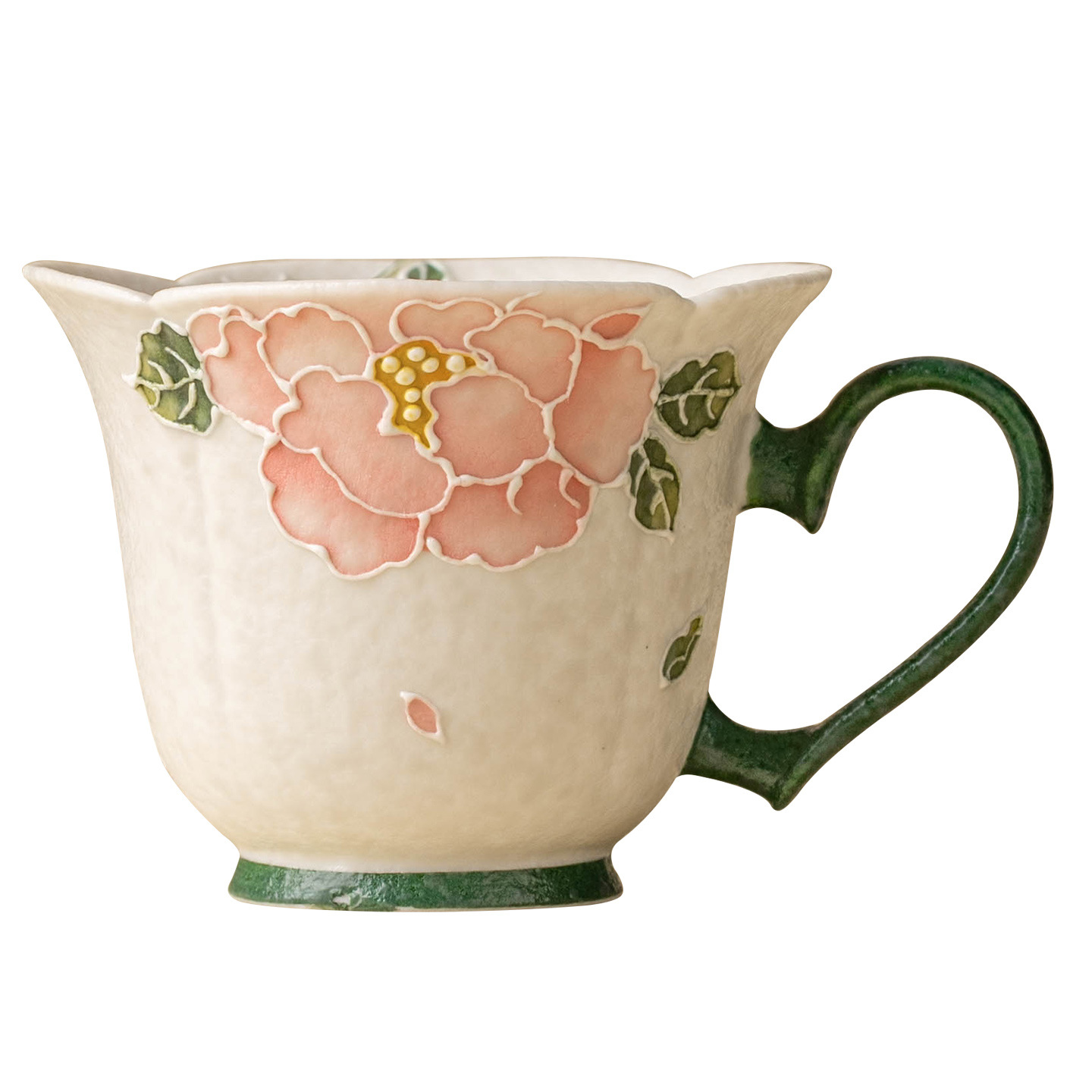 Cốc uống trà màu trắng mỏ đá cực chất cốc trà màu đỏ hoa mẫu đơn chạm khắc cốc trà chiều nữ cao cấp cốc uống nước gốm sứ tinh tế