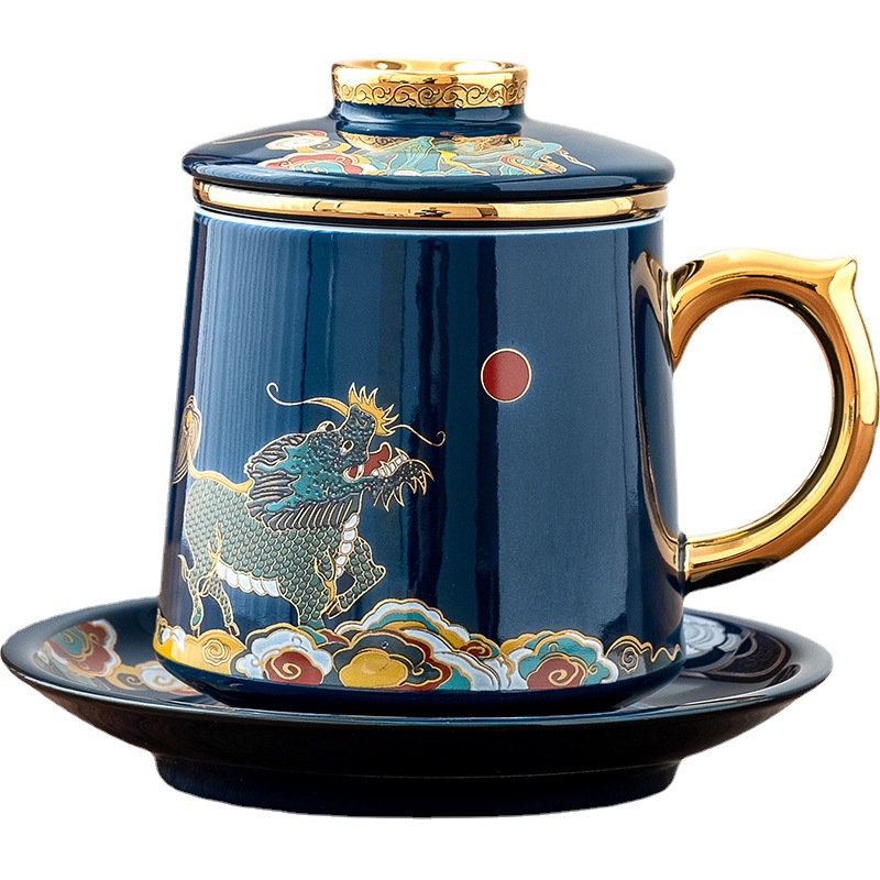 Cốc sứ Kirin cốc tách trà lọc Có Nắp Cốc pha trà cốc nước văn phòng gia dụng cá nhân