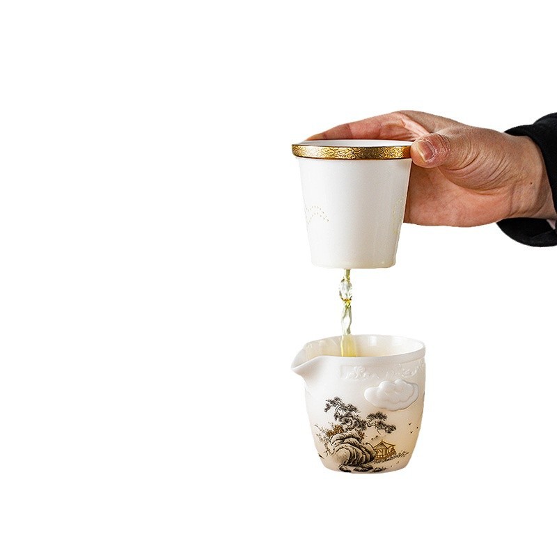 Bộ ấm trà Kung Fu du lịch một ấm bốn cốc cầm tay bộ ấm trà sứ ngọc bích quà tặng cao cấp