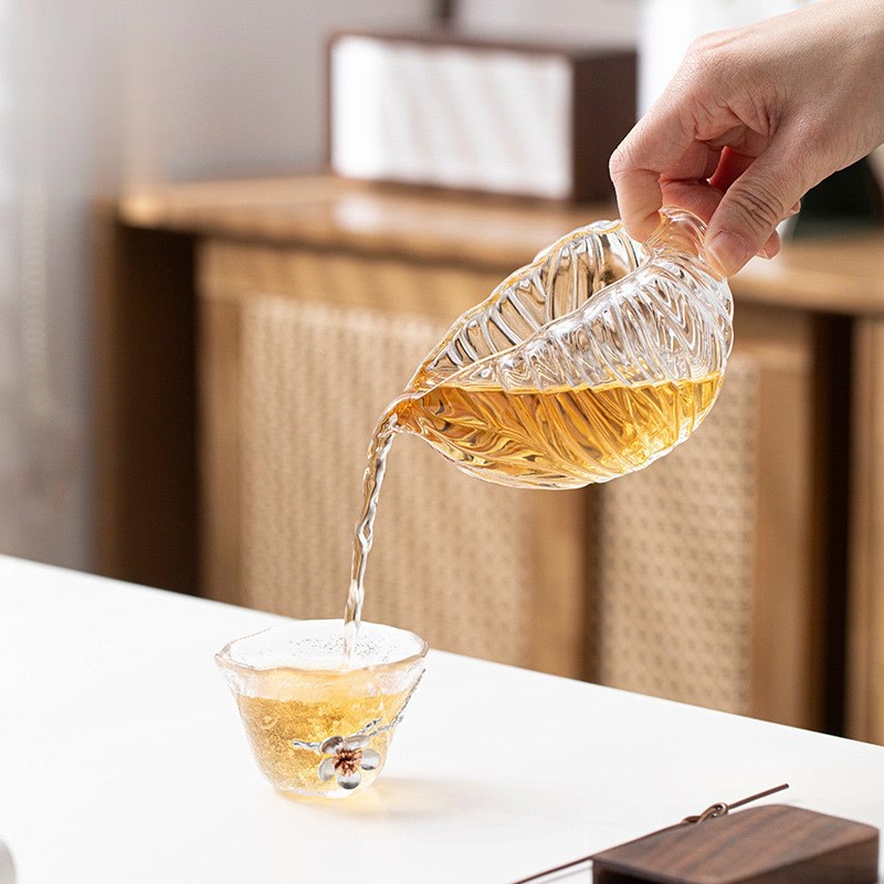 Cốc Cốc Nhật Bản Lá Sen Cốc Dày Trong Suốt Chịu Nhiệt Đồng Nhất Cốc Hộ Gia Đình Kung Fu Bộ Trà Trà chia