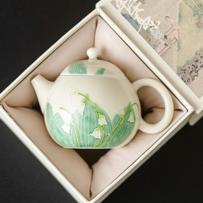 Ấm trà Wendan hoa chuông vẽ tay ấm trà gốm sứ dụng cụ trà kungfu gia dụng lọc ấm trà đơn ấm cầm tay