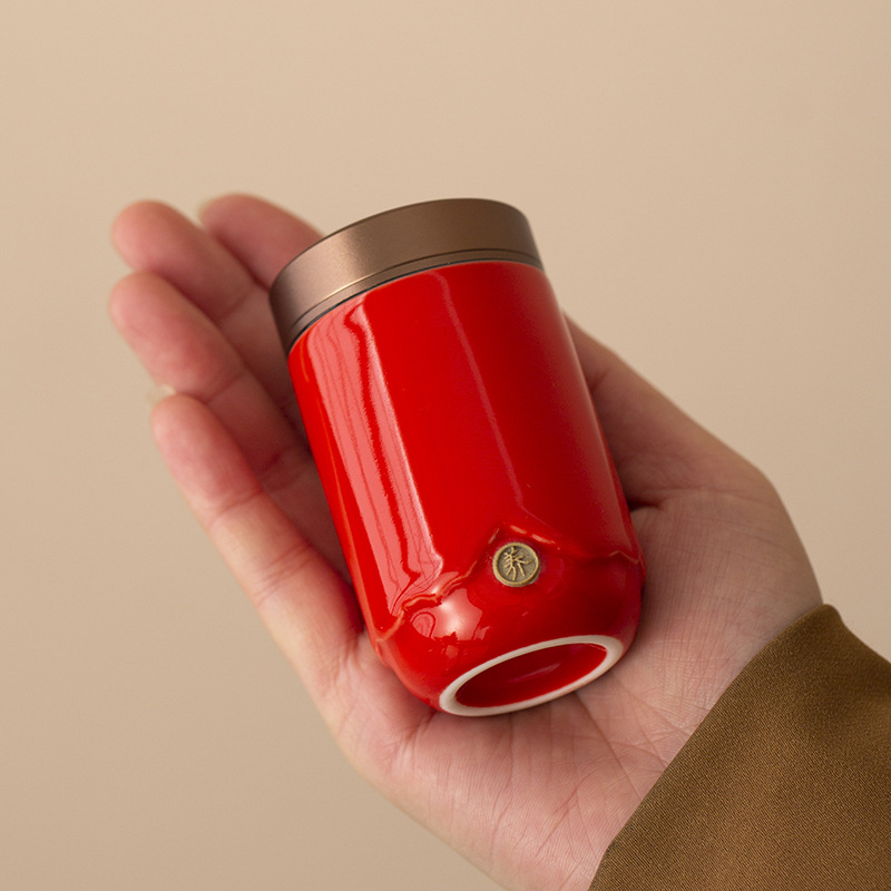 Bình đựng trà văn hóa và sáng tạo Tử Cấm Thành, bình đựng trà cỡ nhỏ bằng gốm sứ gia dụng, đồ trang trí cao cấp sáng tạo, bình kín cầm tay