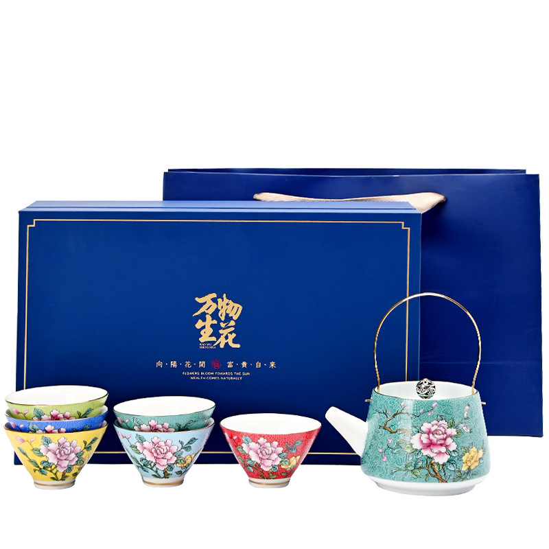 Bộ ấm trà gốm sứ gốm sứ bộ ấm trà gia dụng cốc trà gia dụng