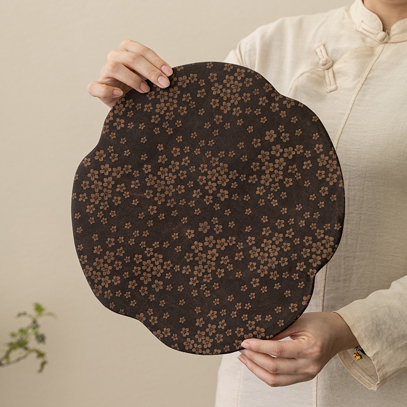 Thảm trải trà kiểu Trung Quốc đệm vải chống thấm bàn trà đệm cách nhiệt vải sợi mây thơm phong cách Trung Quốc chiếu pha khô hai mặt