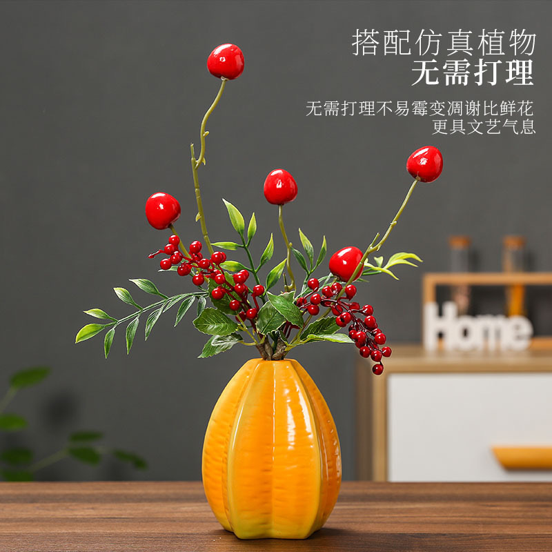 Trái cây mô phỏng gốm thủy canh cây xanh đồng tiền cỏ hoa nhỏ cắm bình hoa phòng khách văn phòng trong nhà bàn hoa nhỏ