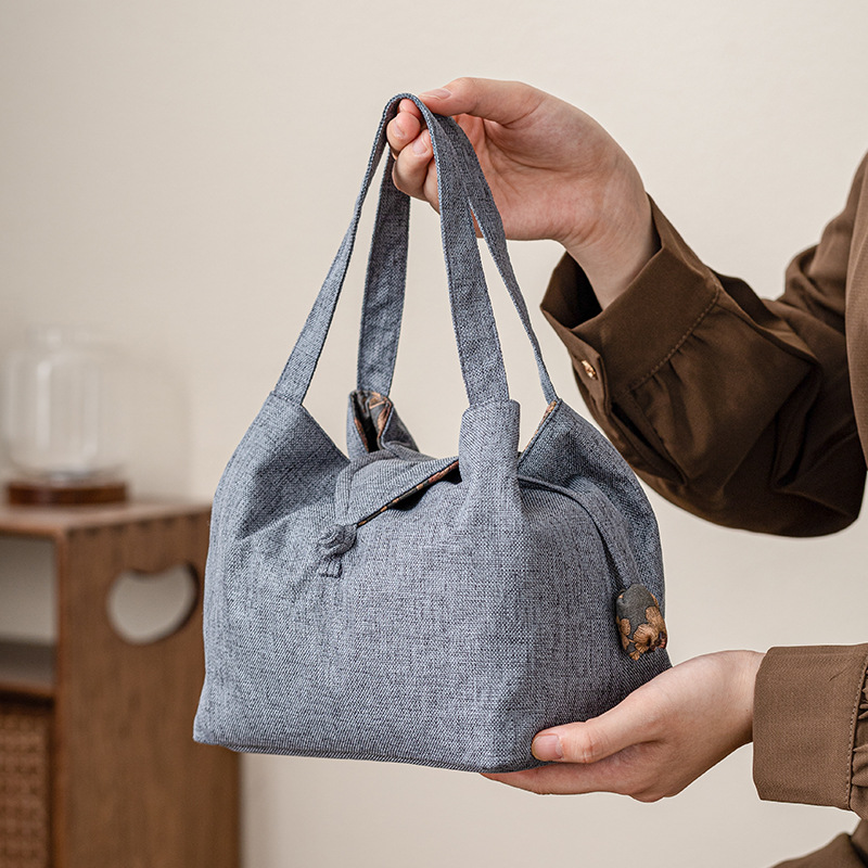 Túi đựng đồ chùm nâng túi đựng trà bộ trà du lịch túi đựng đồ chần bông cầm tay một ấm hai chén ấm trà hộp đựng đồ trà