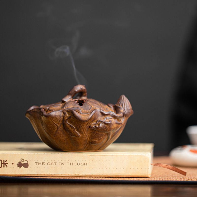 Lư hương Yuehe, lư hương có nắp, lư hương, ghế hương cỡ nhỏ, phụ kiện trà đạo trang trí để bàn gia dụng