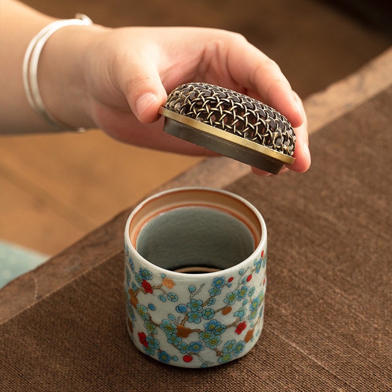 Lò hương gốm sứ lò nung Ji Huanru Lò hương trong nhà gia dụng Lò hương nhỏ nghiên cứu Trà đạo Chèn hương trầm hương gỗ đàn hương