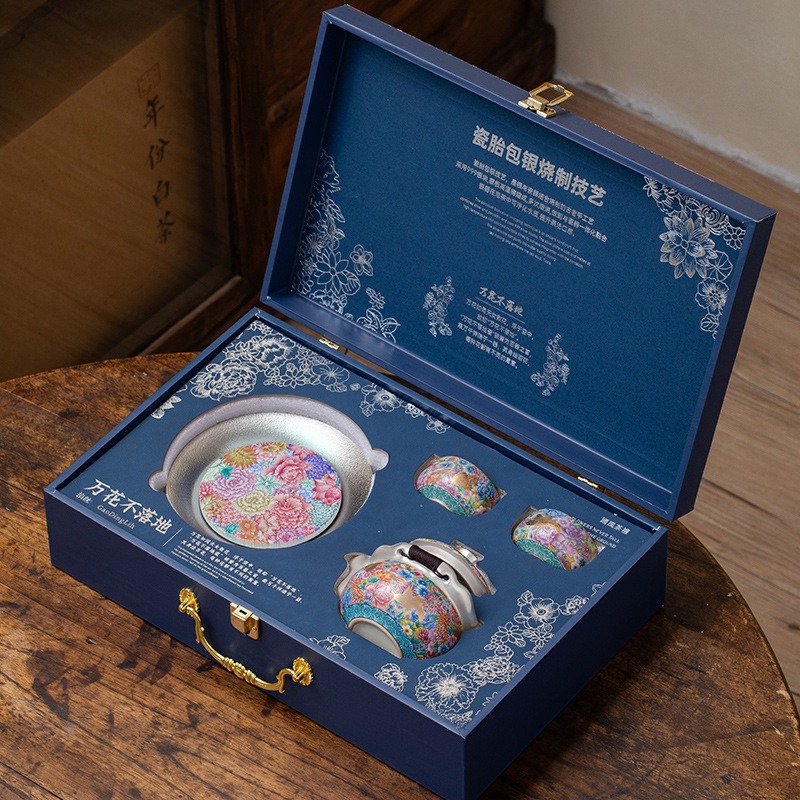 Ấm trà mẫu mới năm 2025 ấm trà cốc cầm tay bộ ấm trà cao cấp mạ bạc chuyên dụng cho nữ hoa