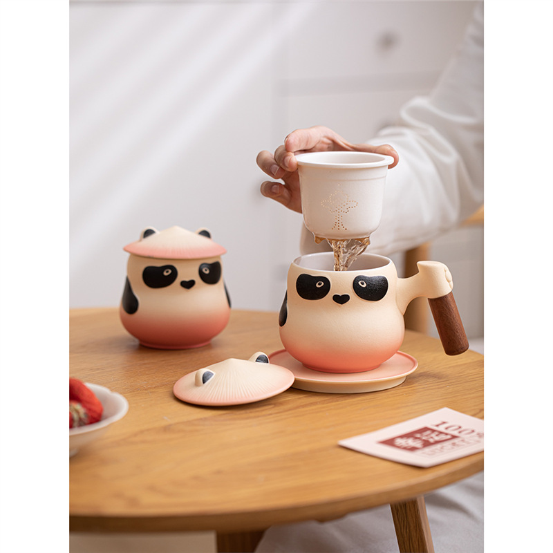 Panda cặp đôi tách trà cà phê tách trà cá nhân sáng tạo tách trà cốc gốm sứ có nắp văn phòng bán buôn