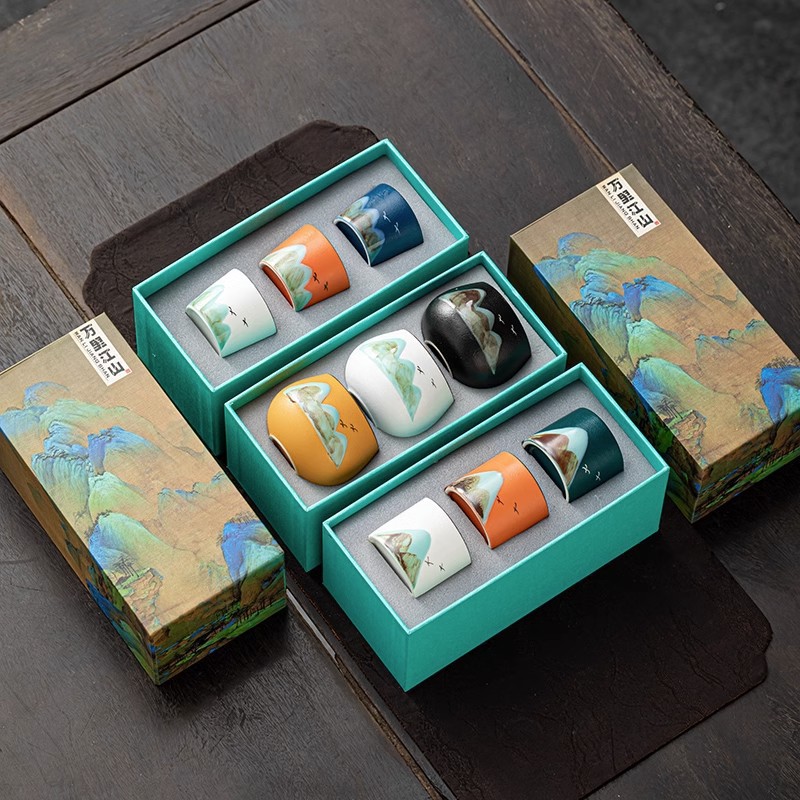 Vẽ tay Thousand Miles của Giang Sơn tách trà Văn hóa và sáng tạo Chủ sở hữu tách trà đơn Quà Tặng gốm sứ sản phẩm tách trà Ngày nhà giáo cho giáo viên