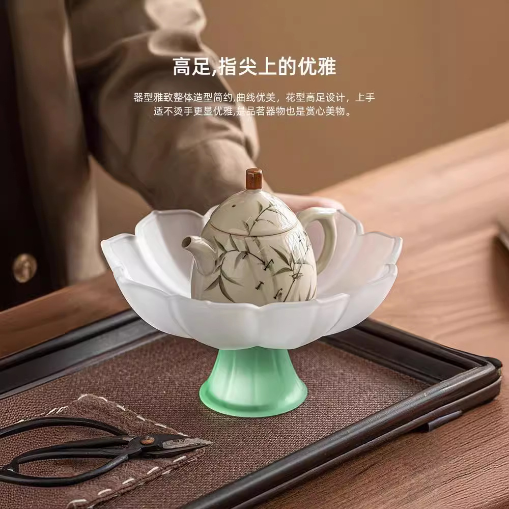 Khay hoa quả hoa sen chân cao, Bàn cà phê phòng khách, khay giải khát gia dụng, Bộ trà Kung Fu, đồ ăn nhẹ tráng men