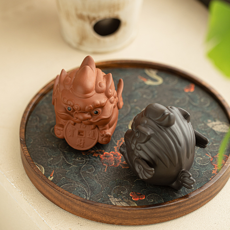 Đồ trang trí thú cưng trà may mắn bằng cát tím Đồ thủ công bằng cát tím Bàn trà chơi trà dễ thương Phụ kiện trà đạo Kung Fu