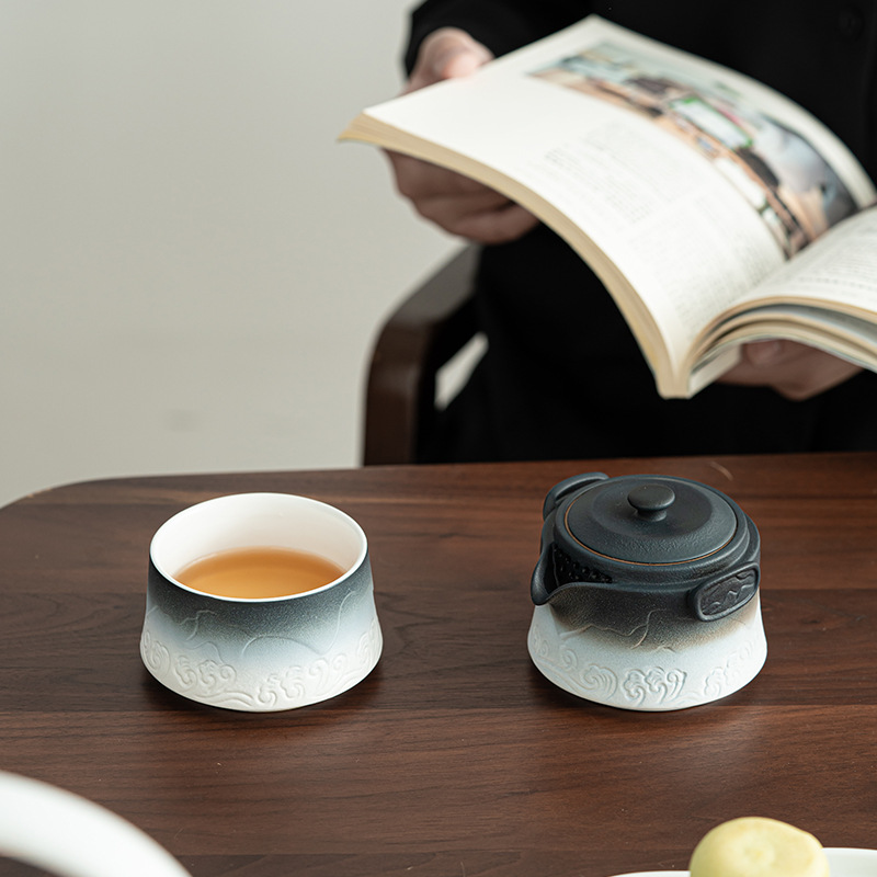 Bộ ấm trà du lịch Zhiyin, cốc khách di động ngoài trời đơn giản kiểu Nhật