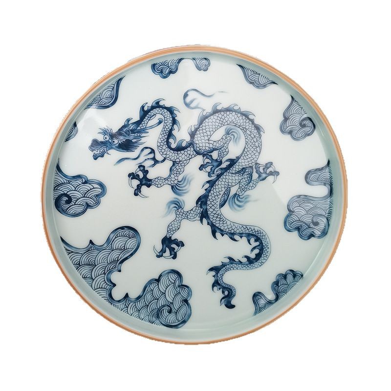 Ấm trà hoa văn rồng trắng gốm sứ Jingdezhen ấm lọc bộ trà Kung Fu gia dụng cao cấp ấm pha trà có khay đựng trà