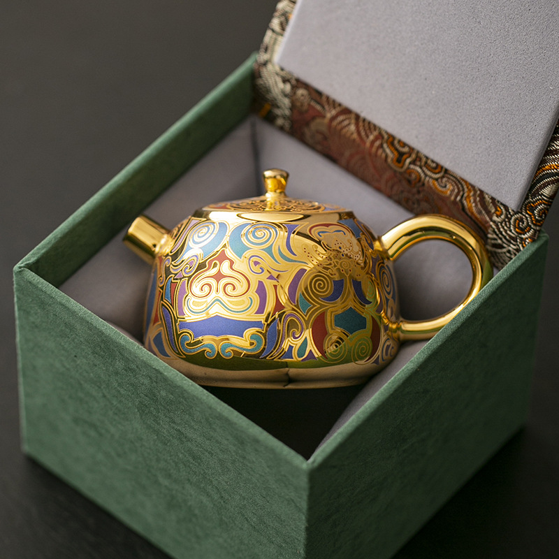 Đôn Hoàng Văn hóa và Sáng tạo Thangka Vàng và Bạc Sai lầm Chen Desheng Trà gốm sứ Ấm trà mạ vàng Xishihu tráng men màu Cung điện triều quốc gia