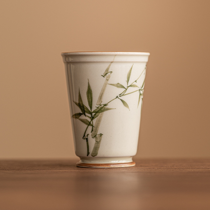 Vẽ tay màu xanh ngọc lục bảo bằng tre thơm cốc chủ nhân Cốc gốm sứ Trung Quốc cốc trà nhỏ Kung Fu cốc đơn uống trà Bộ trà cốc trà