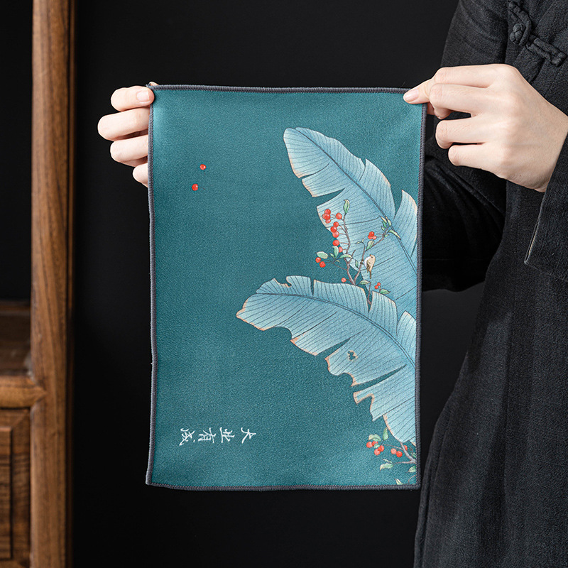 Khăn trà sơn khăn trải bàn dày dặn cao cấp thấm nước phụ kiện bộ trà kungfu Trung Quốc ấm trà khăn lau khăn trải bàn