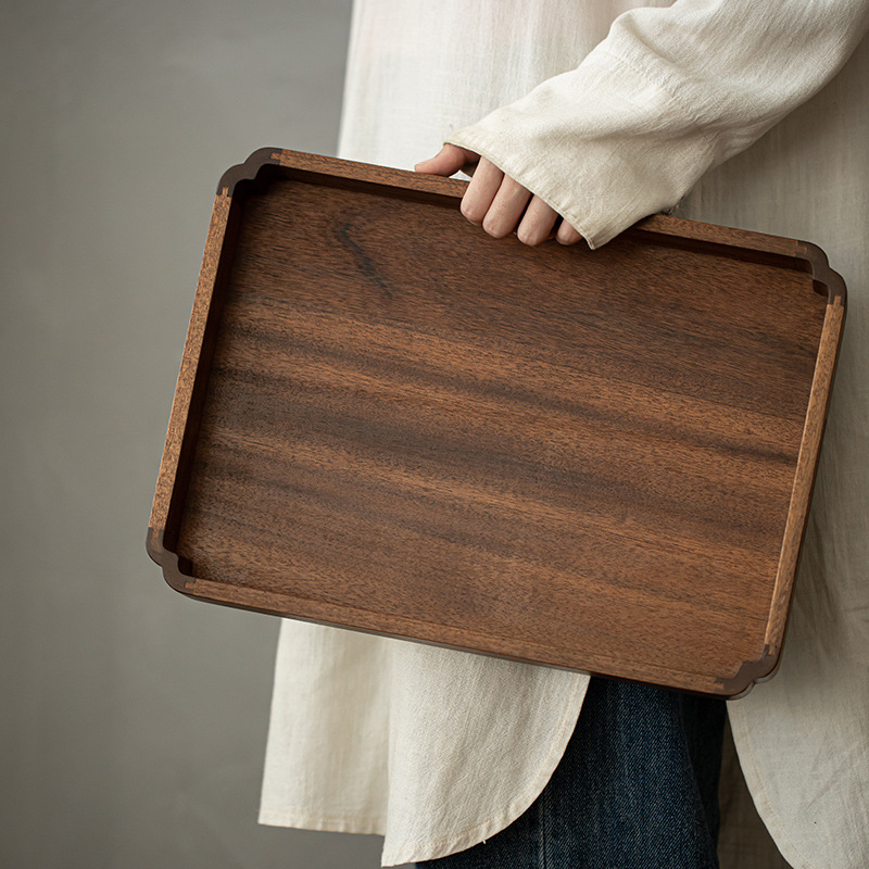 Khay Thu hải đường, Khay trà gỗ nguyên khối đơn giản, khay pha khô, Bộ trà Kung Fu, Khay trà gỗ vuông, khay giải khát